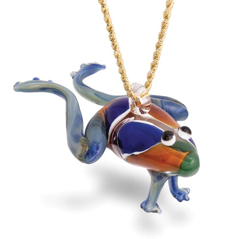 Egyptian Glass Multicolor Frog Ornament