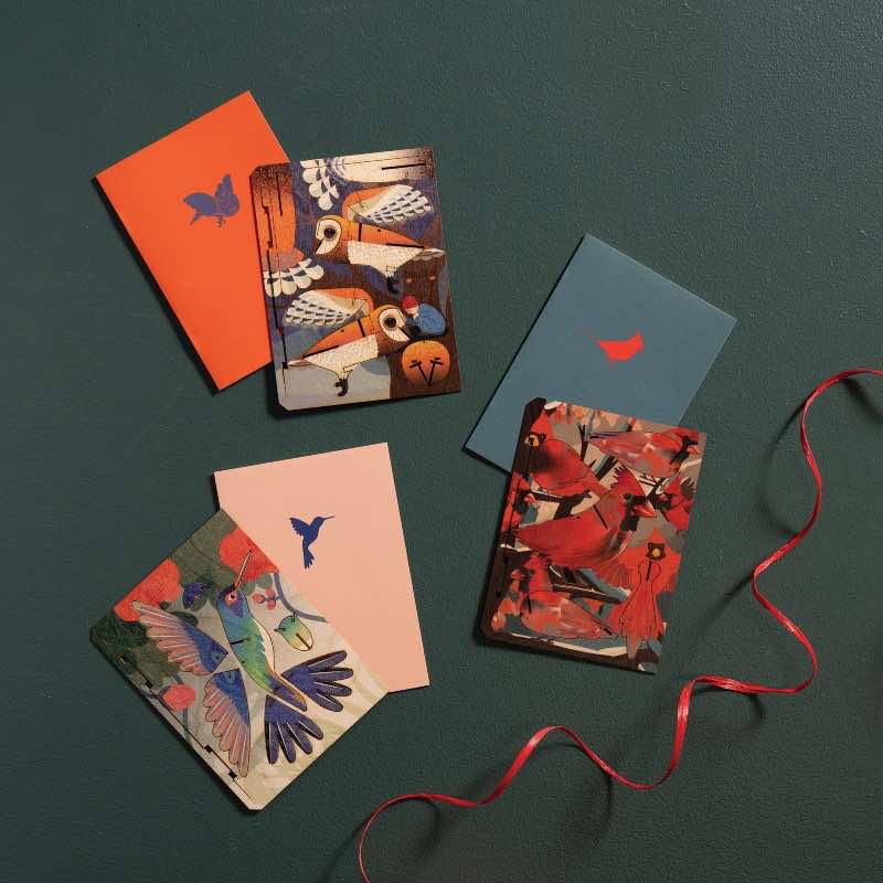 3D Wooden Bird Puzzle Greeting Cards, Set of 3