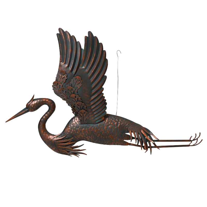 Indoor/Outdoor Legs Straight Metal Heron Wall Art