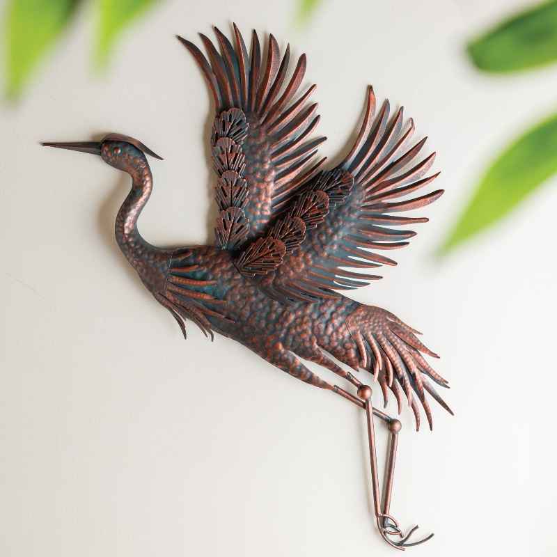 Set of 2 Indoor/Outdoor Metal Heron Wall Art