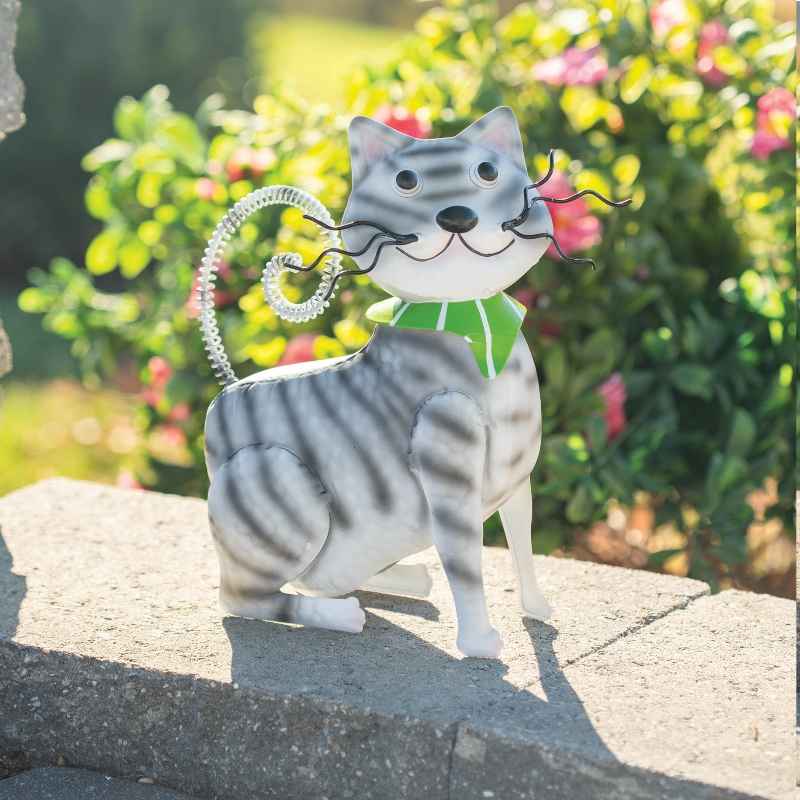 Painted Metal Sitting Cat Sculpture