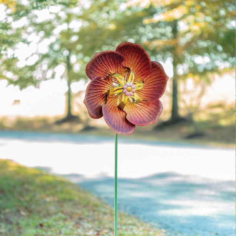 Textured Poppy Flower Spinner Stake