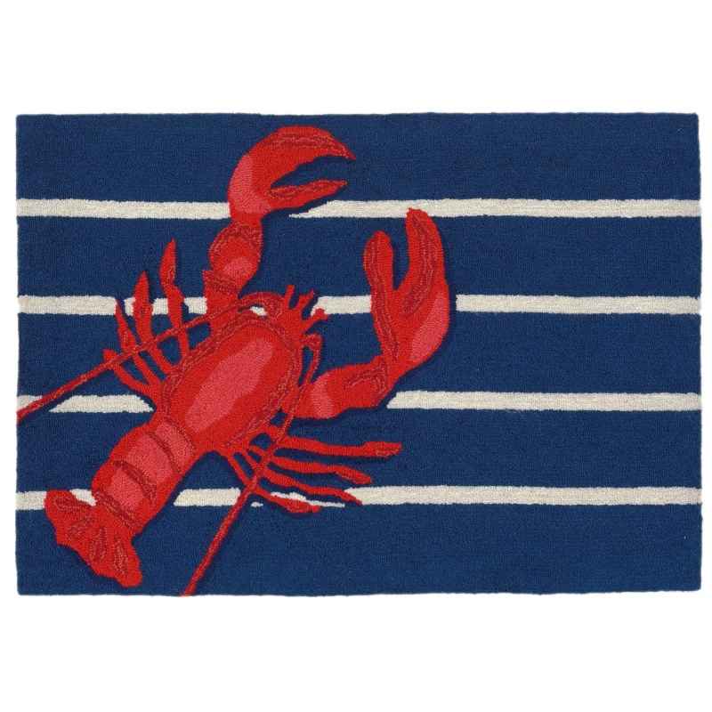 Lobster On Navy Stripes Rug, 24