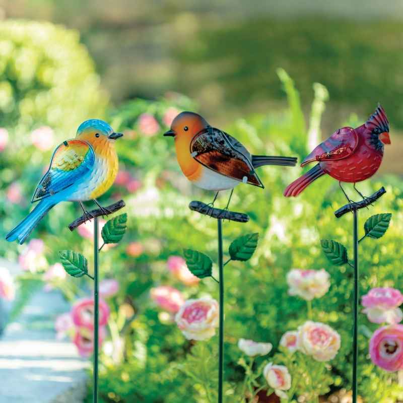 Glass and Metal Robin Stake