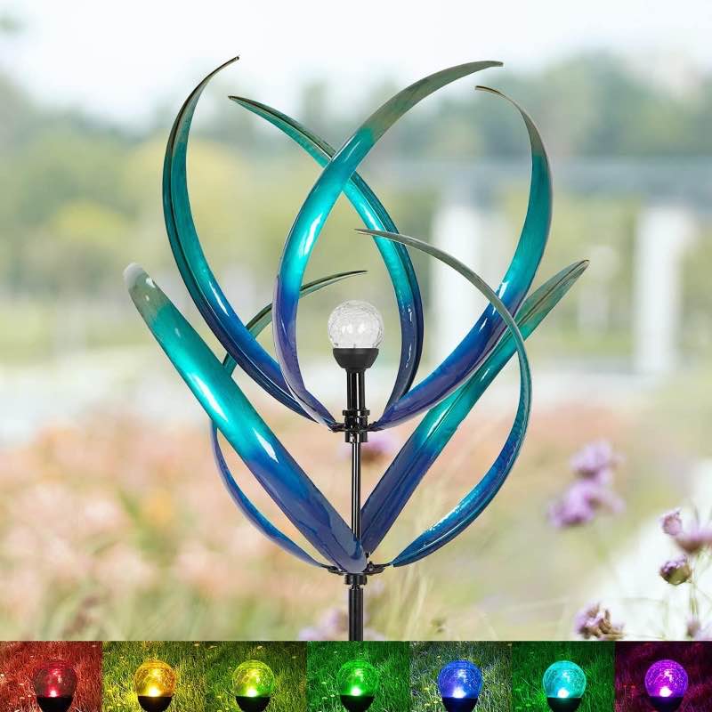 Dawn Magnolia Solar Color Change LED Wind Spinner