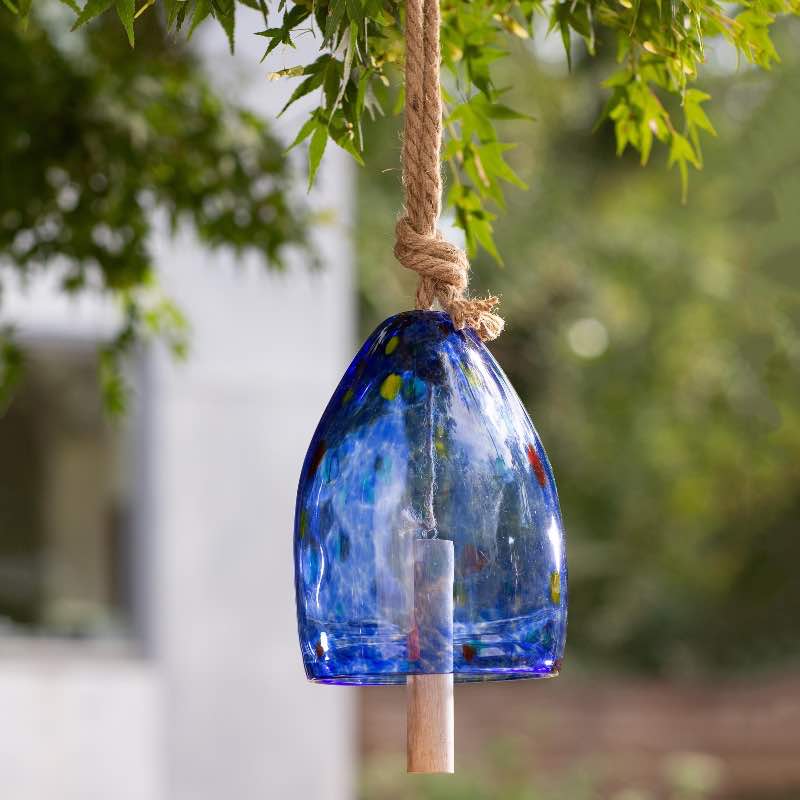 Colorful Mouth-Blown Blue Glass Bell