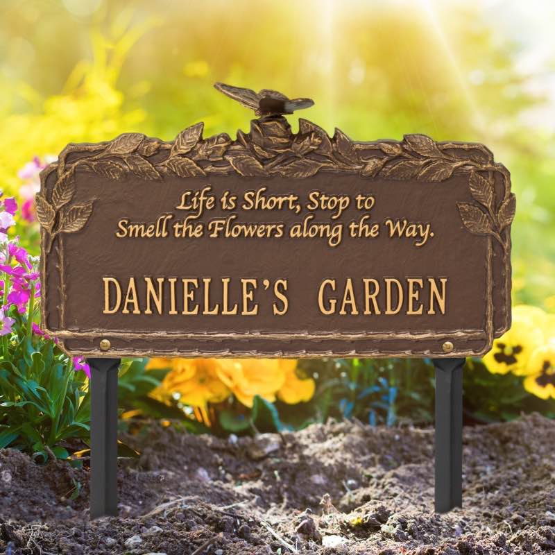 Personalized Life is Short Quote Garden Plaque - Bronze