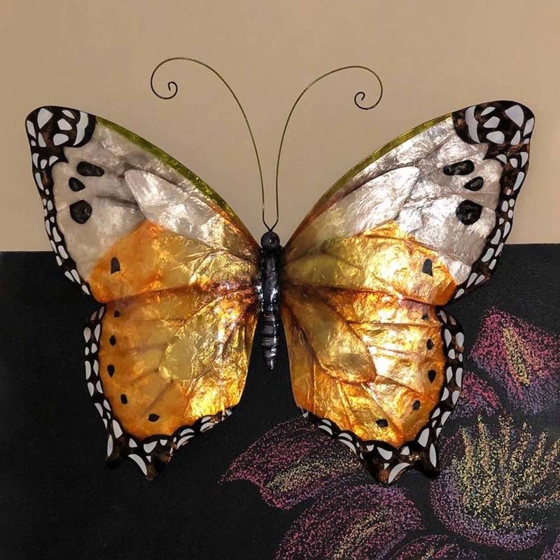 Metal and Capiz Butterfly Wall Decor - Monarch