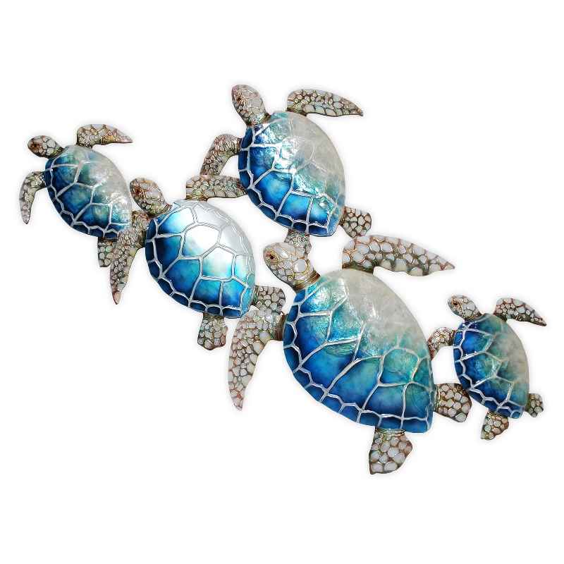 Handcrafted Metal and Capiz Sea Turtles Wall Art