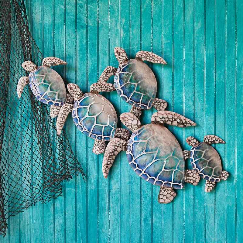 Handcrafted Metal and Capiz Sea Turtles Wall Art