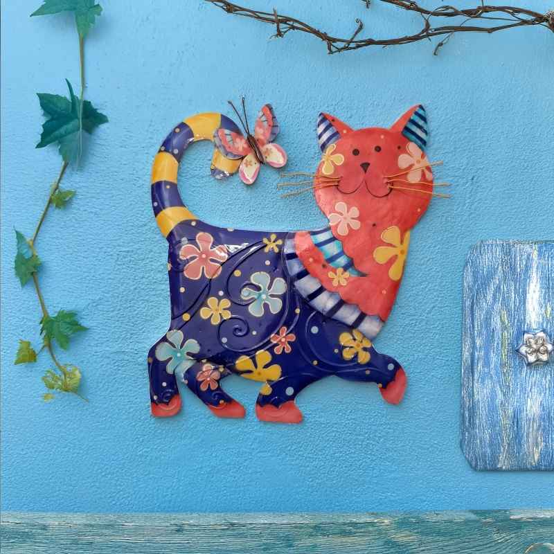 Handcrafted Metal and Capiz Cat Wall Art