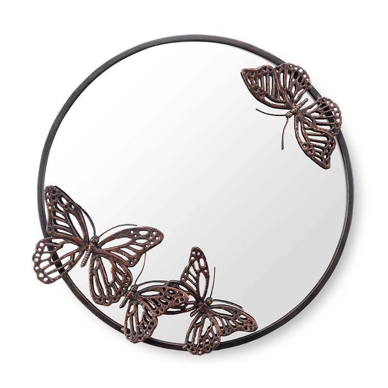 Handcrafted Metal-Framed Butterfly Wall Mirror