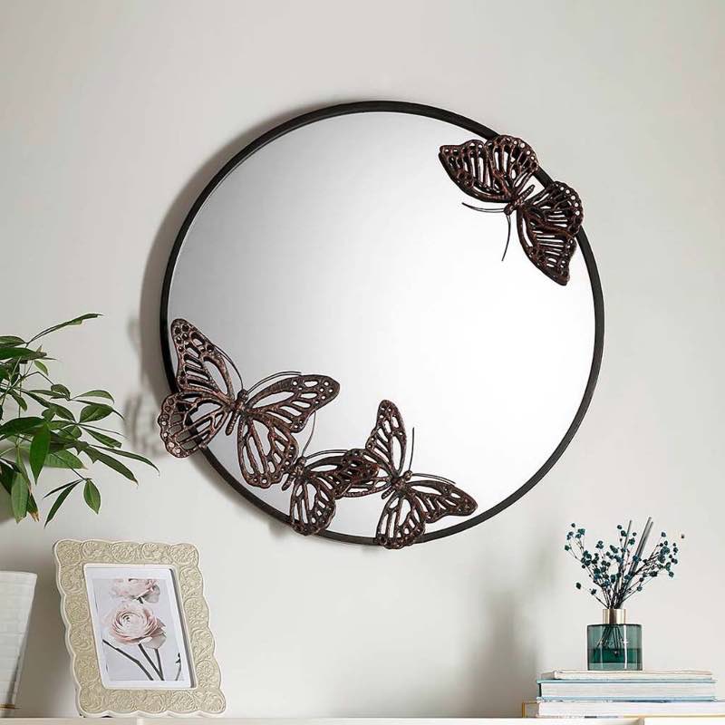 Handcrafted Metal-Framed Butterfly Wall Mirror