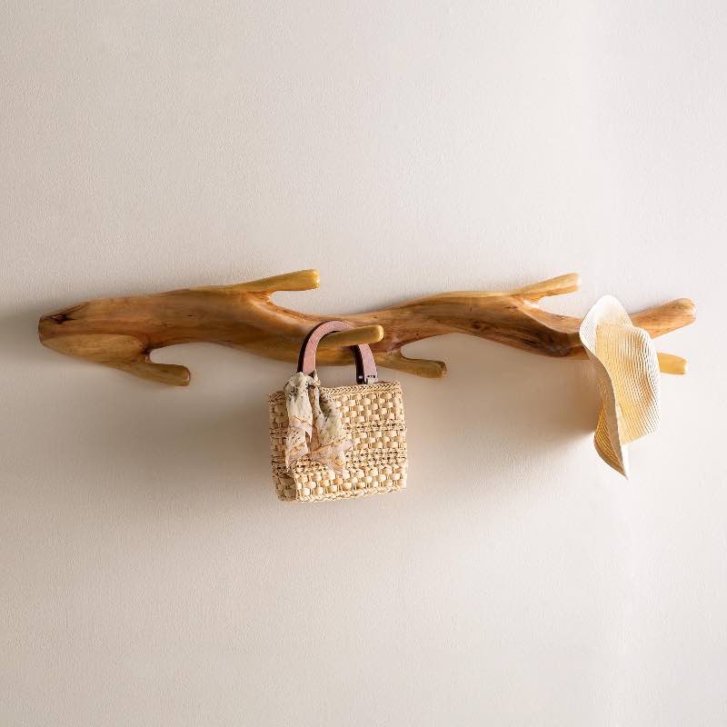 Handcrafted Suar Wood Wall Coat Rack