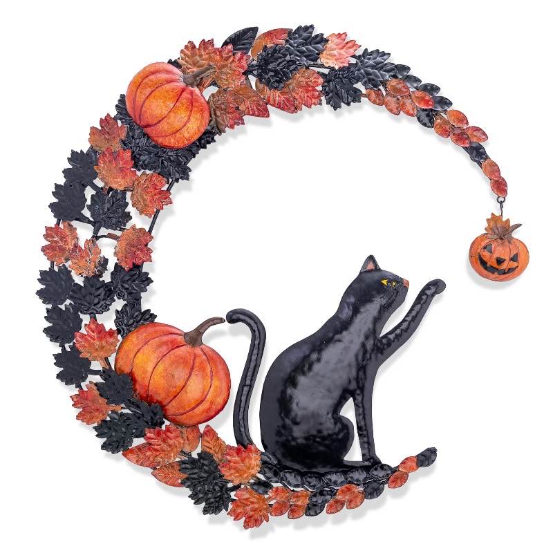 Cat on Moon Fall Wall Decor