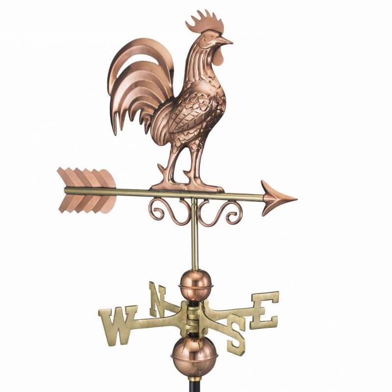 Handcrafted Rooster Weathervane In Polished Copper
