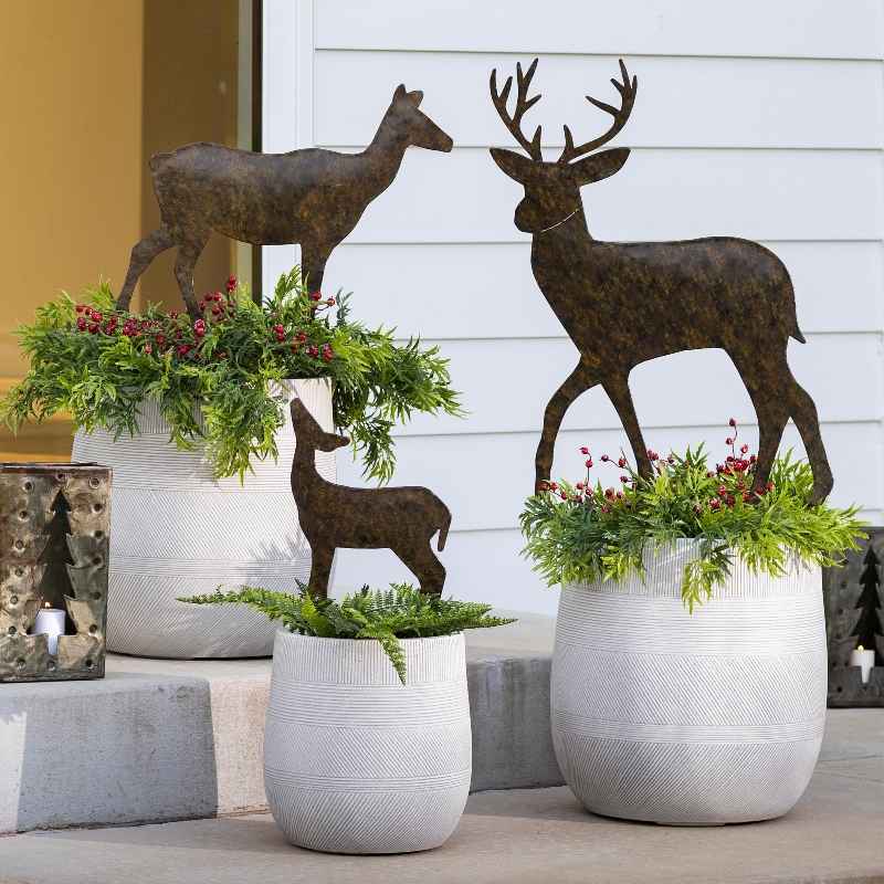 Metal Deer Garden Stakes, Set of 3