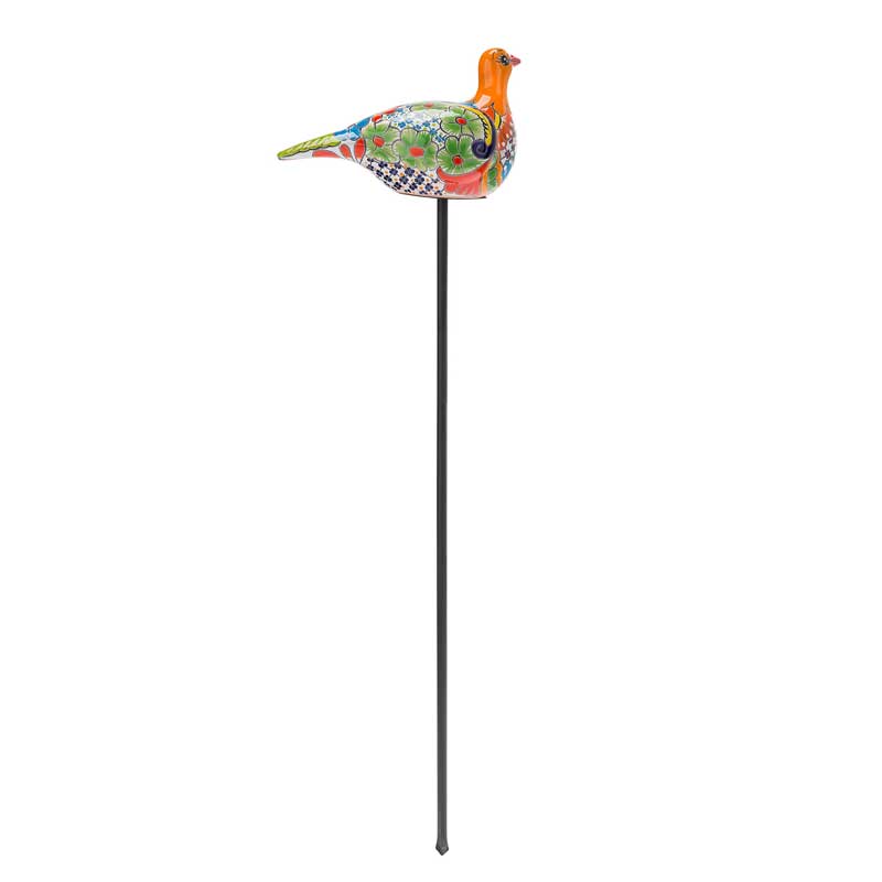 Handcrafted Talavera-Style Ceramic Dove Decorative Garden Stake