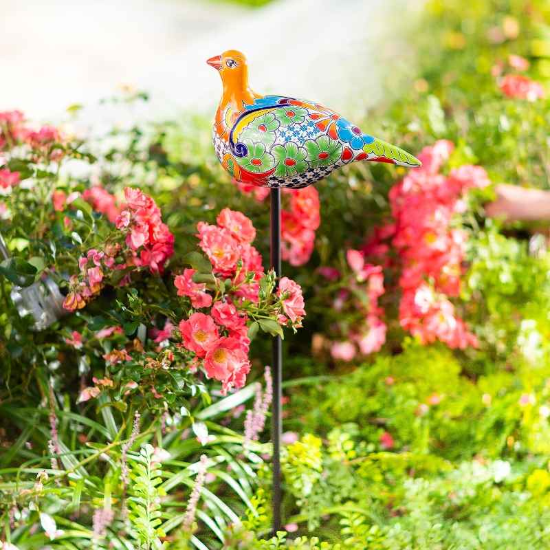 Handcrafted Talavera-Style Ceramic Dove Decorative Garden Stake