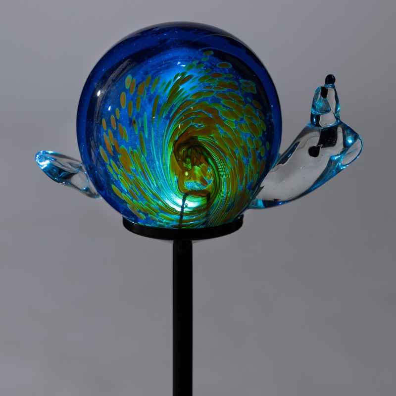 Solar-Lighted Glass Snail Garden Stake